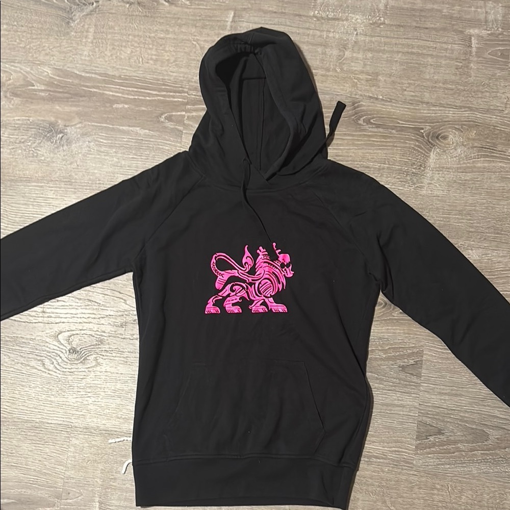 Black Hoodie with Pink Graphic